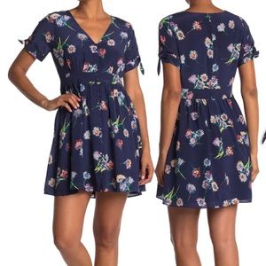 Madewell Tie-Sleeve Floral Silk Dress - NEW